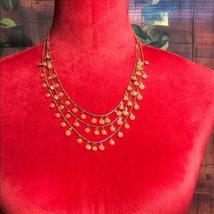 Anne Klein Gold Necklace with Orange Accents new with tags